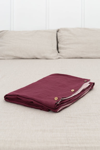 Dark Plum and Pale Pink double side linen bedding set, two tones - Lorena Segura Design