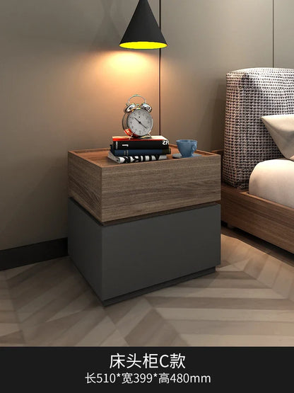 Modern Small Bedside Tables Comfortable Storage Wooden Cabinet Brown - Lorena Segura Design