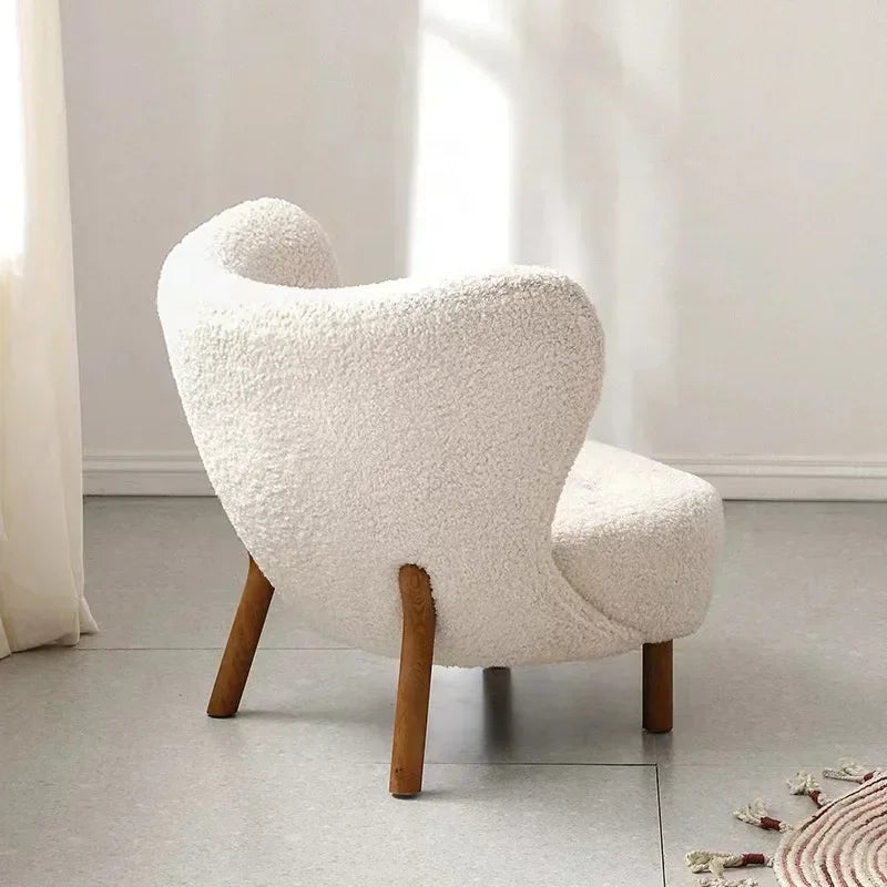 modern lounge chair Teddy wool boucle fabric white accent chair - Lorena Segura Design
