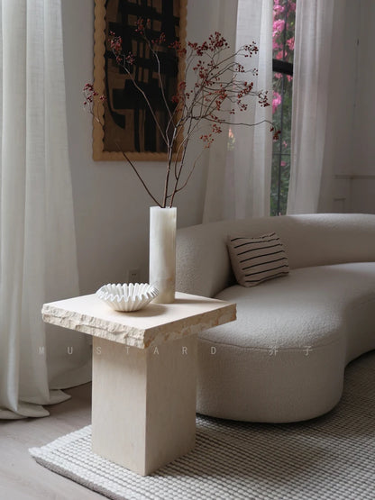French Luxury Natural Marble Side Table - Lorena Segura Design
