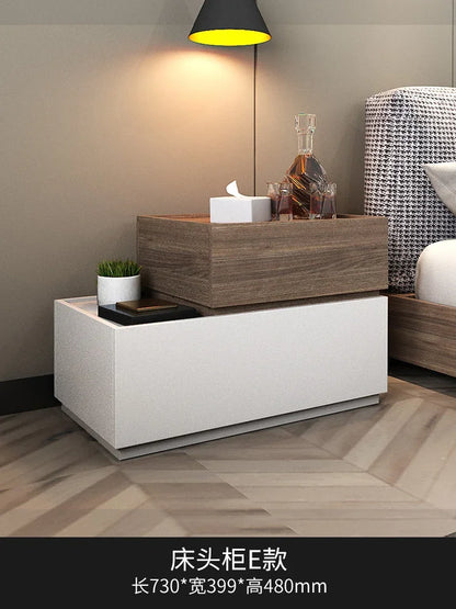 Modern Small Bedside Tables Comfortable Storage Wooden Cabinet Brown - Lorena Segura Design
