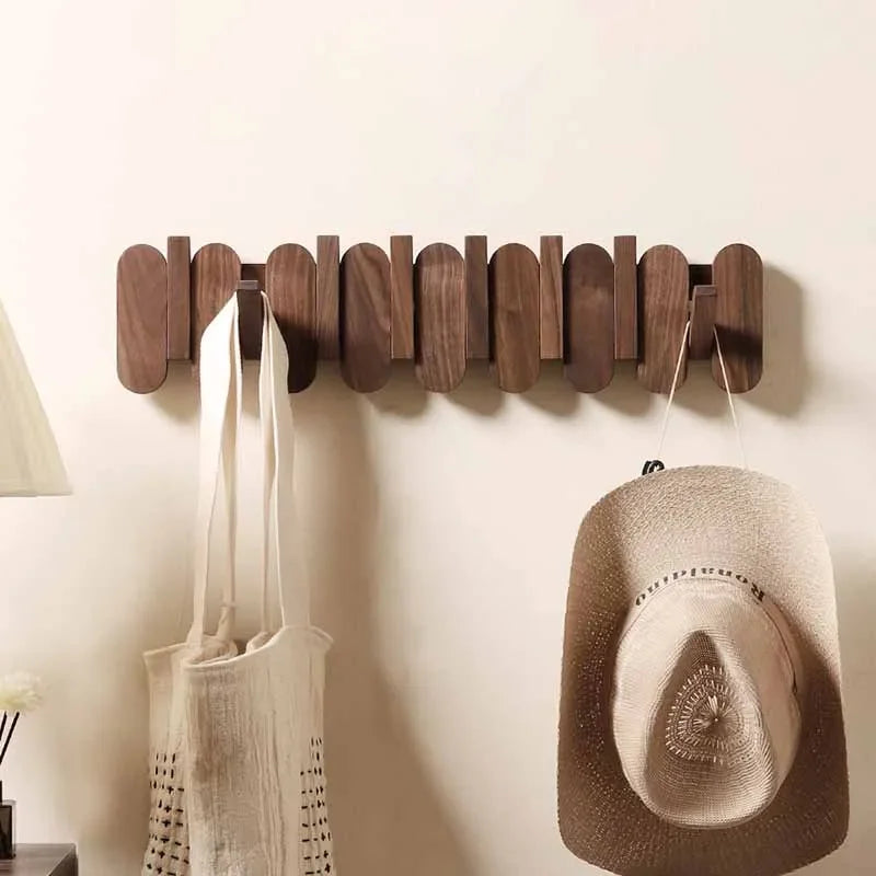 Luxury Wall Coat Rack Walnut Wood Clothes Dress Hanger Hooks Backpack - Lorena Segura Design Lorena Segura Design