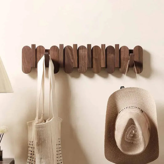 Luxury Wall Coat Rack Walnut Wood Clothes Dress Hanger Hooks Backpack - Lorena Segura Design Lorena Segura Design
