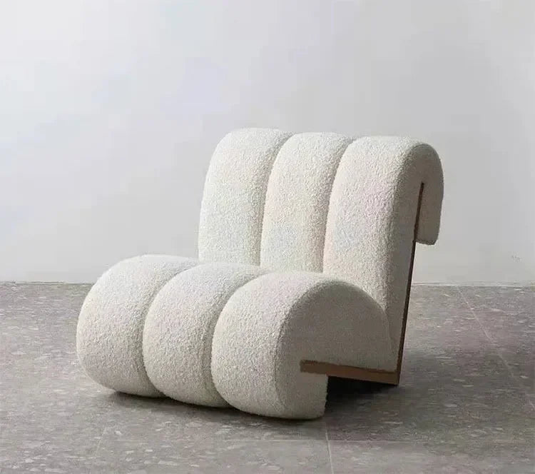modern nordic living room furniture lambswool upholstery lounge chair - Lorena Segura Design