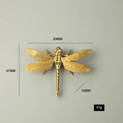 Nordic Gold Dragonfly Single Hole Brass Furniture Handle Luxurious - Lorena Segura Design