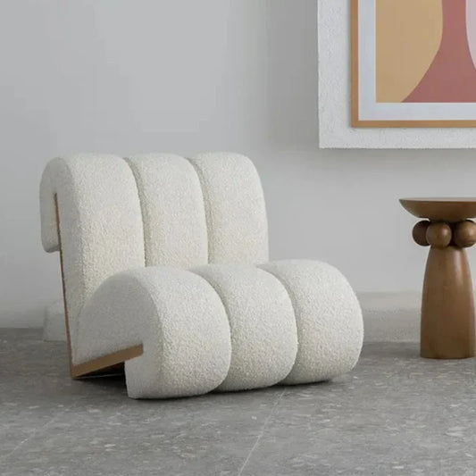modern nordic living room furniture lambswool upholstery lounge chair - Lorena Segura Design Lorena Segura Design