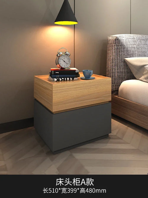Modern Small Bedside Tables Comfortable Storage Wooden Cabinet Brown - Lorena Segura Design