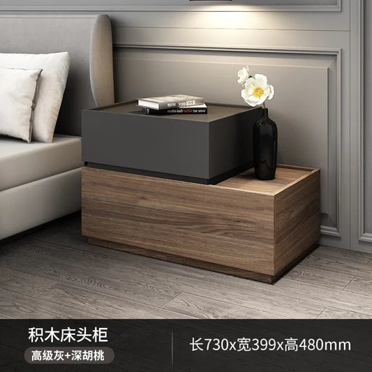 Modern Small Bedside Tables Comfortable Storage Wooden Cabinet Brown - Lorena Segura Design Lorena Segura Design