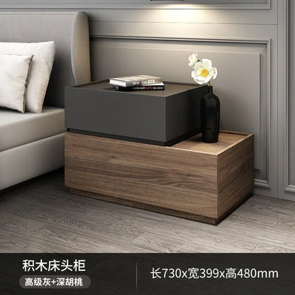 Modern Small Bedside Tables Comfortable Storage Wooden Cabinet Brown - Lorena Segura Design