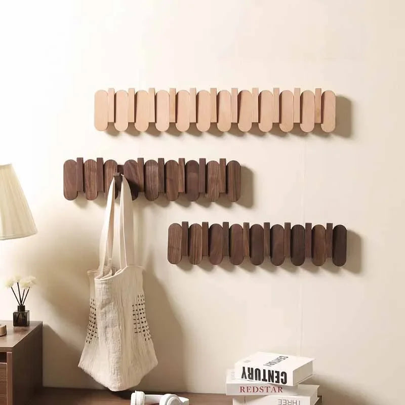 Luxury Wall Coat Rack Walnut Wood Clothes Dress Hanger Hooks Backpack - Lorena Segura Design Lorena Segura Design