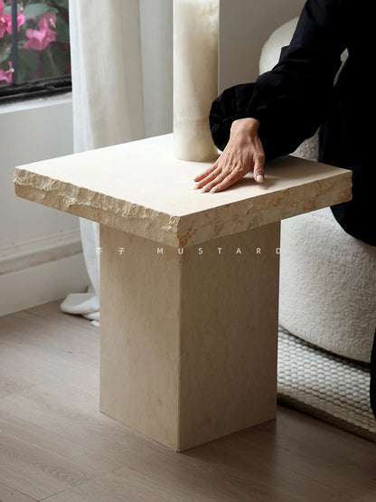 French Luxury Natural Marble Side Table - Lorena Segura Design