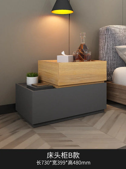 Modern Small Bedside Tables Comfortable Storage Wooden Cabinet Brown - Lorena Segura Design