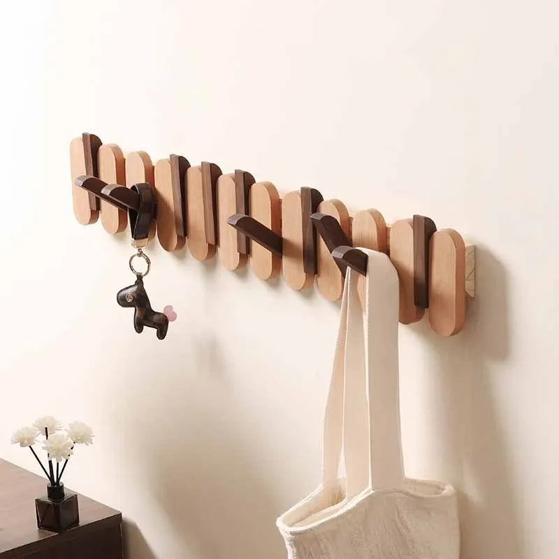 Luxury Wall Coat Rack Walnut Wood Clothes Dress Hanger Hooks Backpack - Lorena Segura Design Lorena Segura Design