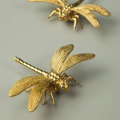 Nordic Gold Dragonfly Single Hole Brass Furniture Handle Luxurious - Lorena Segura Design