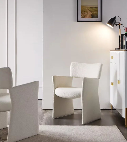 Nordic customize fabric dining chairs modern luxury single sofa boucle - Lorena Segura Design Lorena Segura Design
