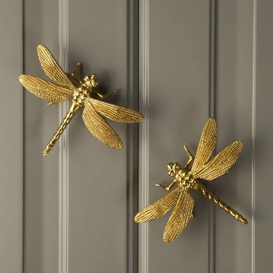 Nordic Gold Dragonfly Single Hole Brass Furniture Handle Luxurious - Lorena Segura Design Lorena Segura Design