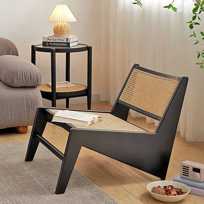 Nordic Solid Wood Rattan Woven Recliner Armchair - Lorena Segura Design