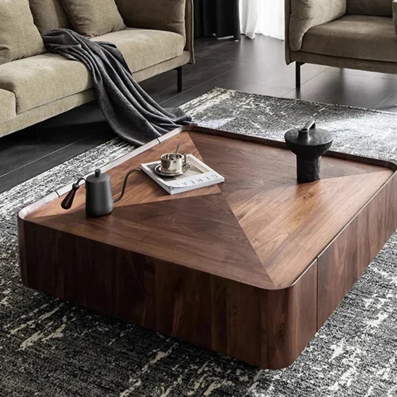 Square Coffee Table Walnut Grain - Lorena Segura Design