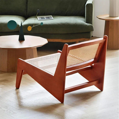 Nordic Solid Wood Rattan Woven Recliner Armchair - Lorena Segura Design