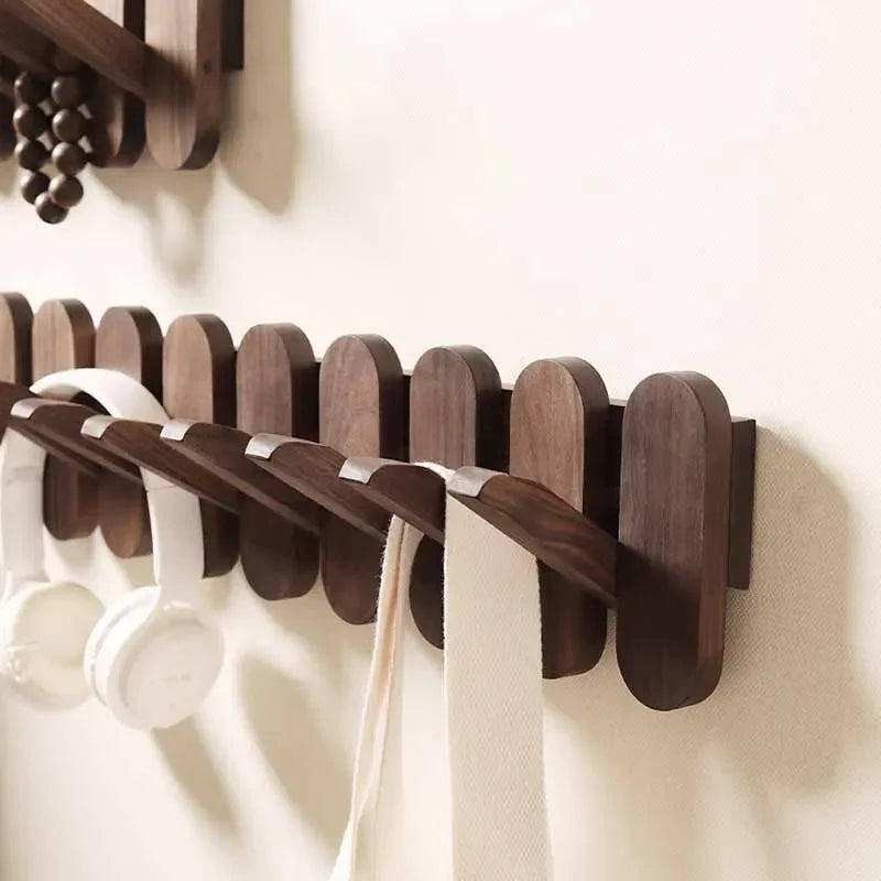 Luxury Wall Coat Rack Walnut Wood Clothes Dress Hanger Hooks Backpack - Lorena Segura Design