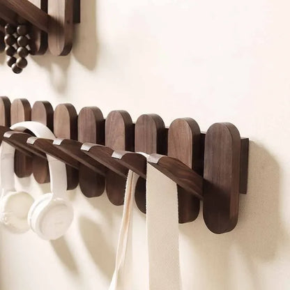 Luxury Wall Coat Rack Walnut Wood Clothes Dress Hanger Hooks Backpack - Lorena Segura Design