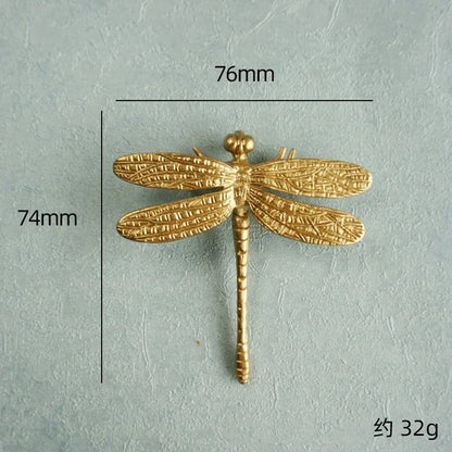 Nordic Gold Dragonfly Single Hole Brass Furniture Handle Luxurious - Lorena Segura Design