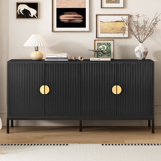 Exquisite Vertical-Striped Four-Door Sideboard - Lorena Segura Design Lorena Segura Design