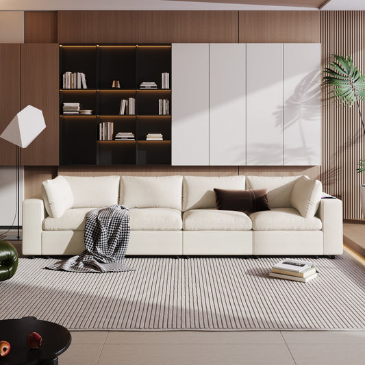 Upholstered Modular Sofa with  with Storage Space, USB Charge - Lorena Segura Design Lorena Segura Design