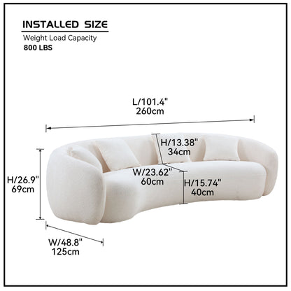 102'' 5-Seater Boucle Sofa Modern Sectional Half Moon Leisure Couch - Lorena Segura Design
