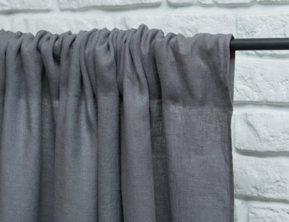 Natural Light linen curtain with ruffles, rod pocket - Lorena Segura Design