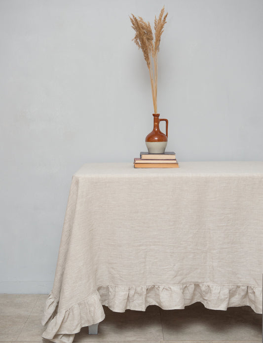 Natural Light  linen tablecloth with ruffles - Lorena Segura Design Lorena Segura Design
